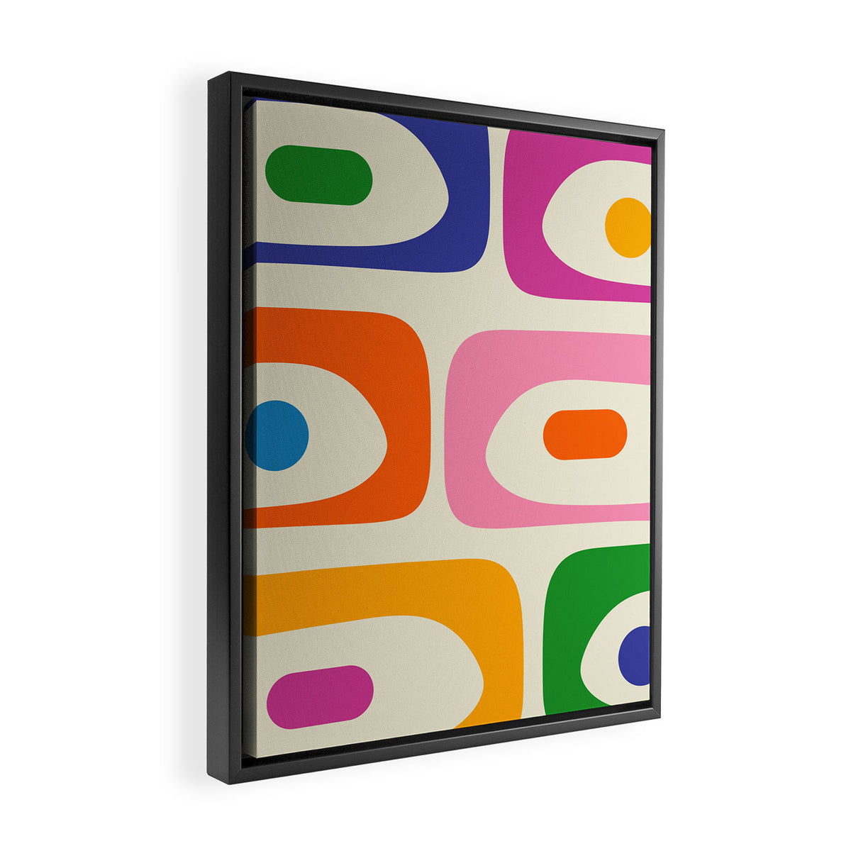 Colorful Mid Century Modern Piquet Abstract Pattern  Framed Canvas Print Gallery Image 2