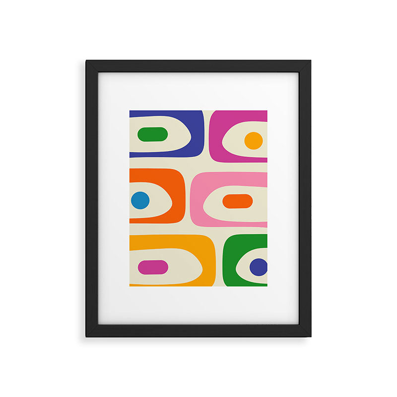 Colorful Mid Century Modern Piquet Abstract Pattern  Framed Art Print Gallery Image 6