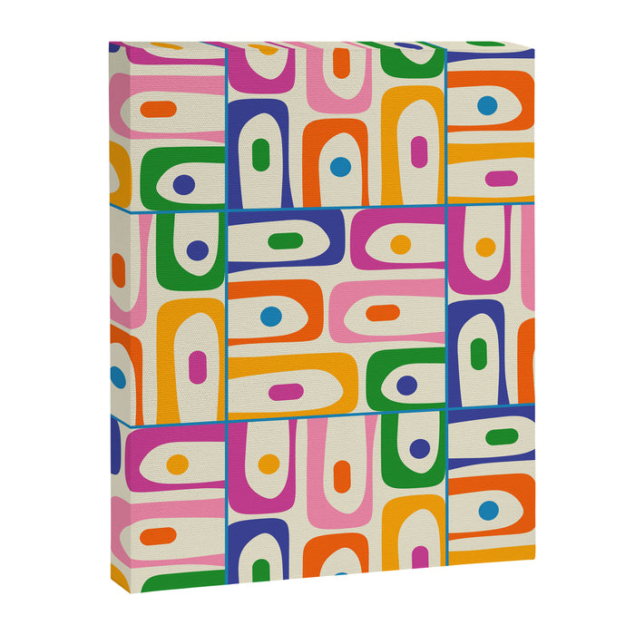 Colorful Mid Century Modern Piquet Multi Abstract Pattern Canvas Print Gallery Image 1