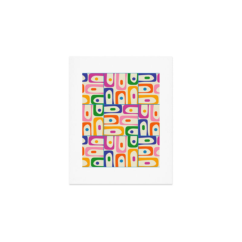 Colorful Mid Century Modern Piquet Multi Abstract Pattern Art Print Gallery Image 1