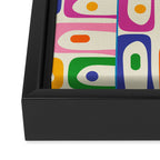 Colorful Mid Century Modern Piquet Multi Abstract Pattern Framed Canvas Print Gallery Image 3