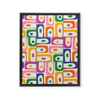 Colorful Mid Century Modern Piquet Multi Abstract Pattern Framed Canvas Print Gallery Image 8