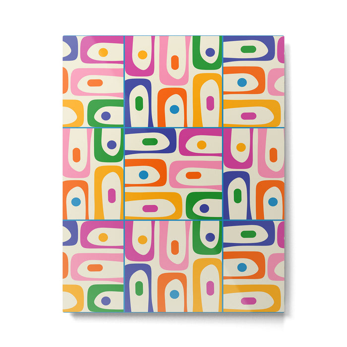 Colorful Mid Century Modern Piquet Multi Abstract Pattern Metal Print Gallery Image 1
