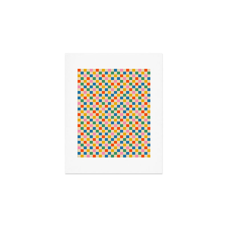 Colorful Mini Check Checkered Pattern Art Print Gallery Image 1