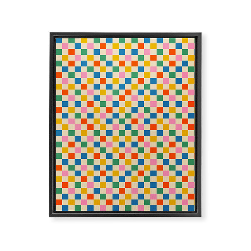 Colorful Mini Check Checkered Pattern Framed Canvas Print Gallery Image 8