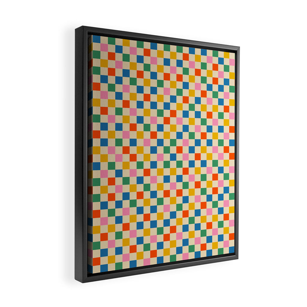 Colorful Mini Check Checkered Pattern Framed Canvas Print Gallery Image 2
