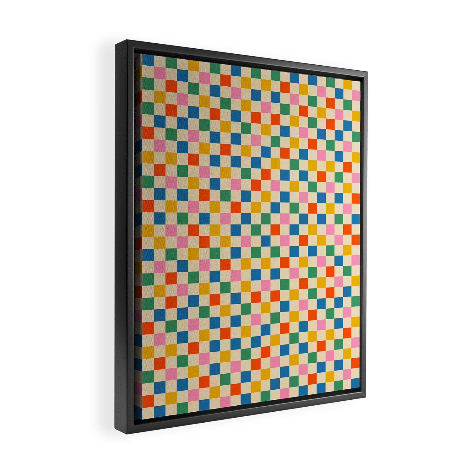 Colorful Mini Check Checkered Pattern Framed Canvas Print Gallery Image 2