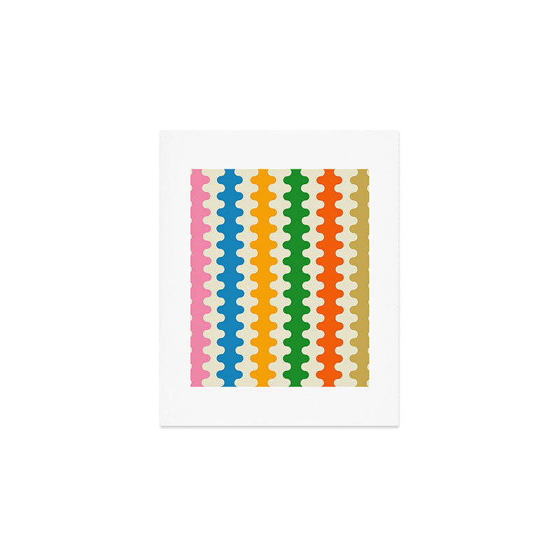 Colorful Ogee A-Go-Go Retro Pop Abstract Multicolor Wavy Stripe Pattern Art Print Gallery Image 1