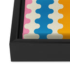 Colorful Ogee A-Go-Go Retro Pop Abstract Multicolor Wavy Stripe Pattern Framed Canvas Print Gallery Image 3