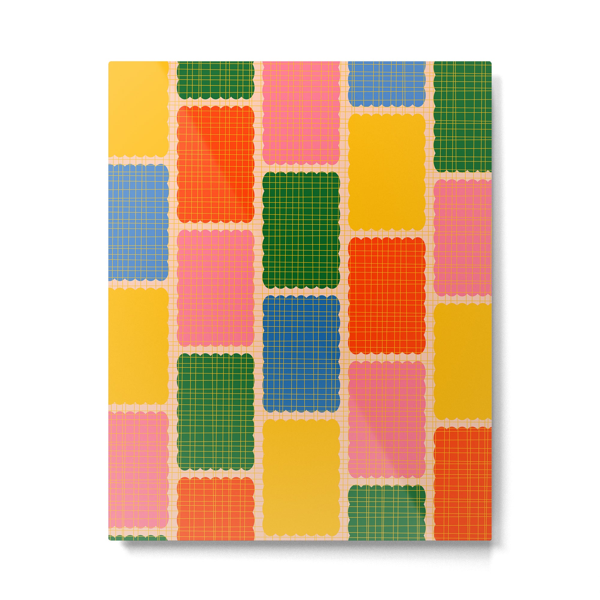 Colorful Retro Contemporary Woven Patchwork Pattern Metal Print Gallery Image 6