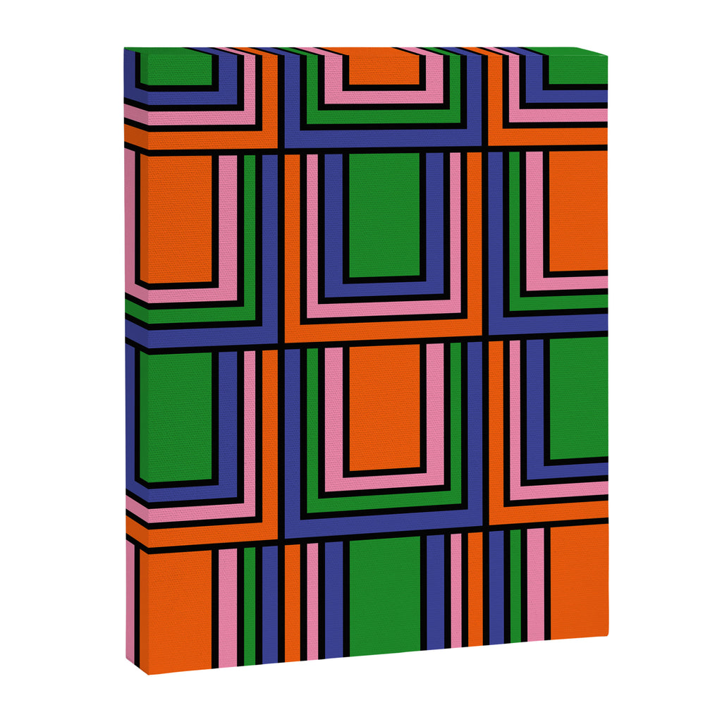 Colorful Retro Geometric Mod Portes Pattern II Orange Pink Green Blue  Canvas Print Gallery Image 8