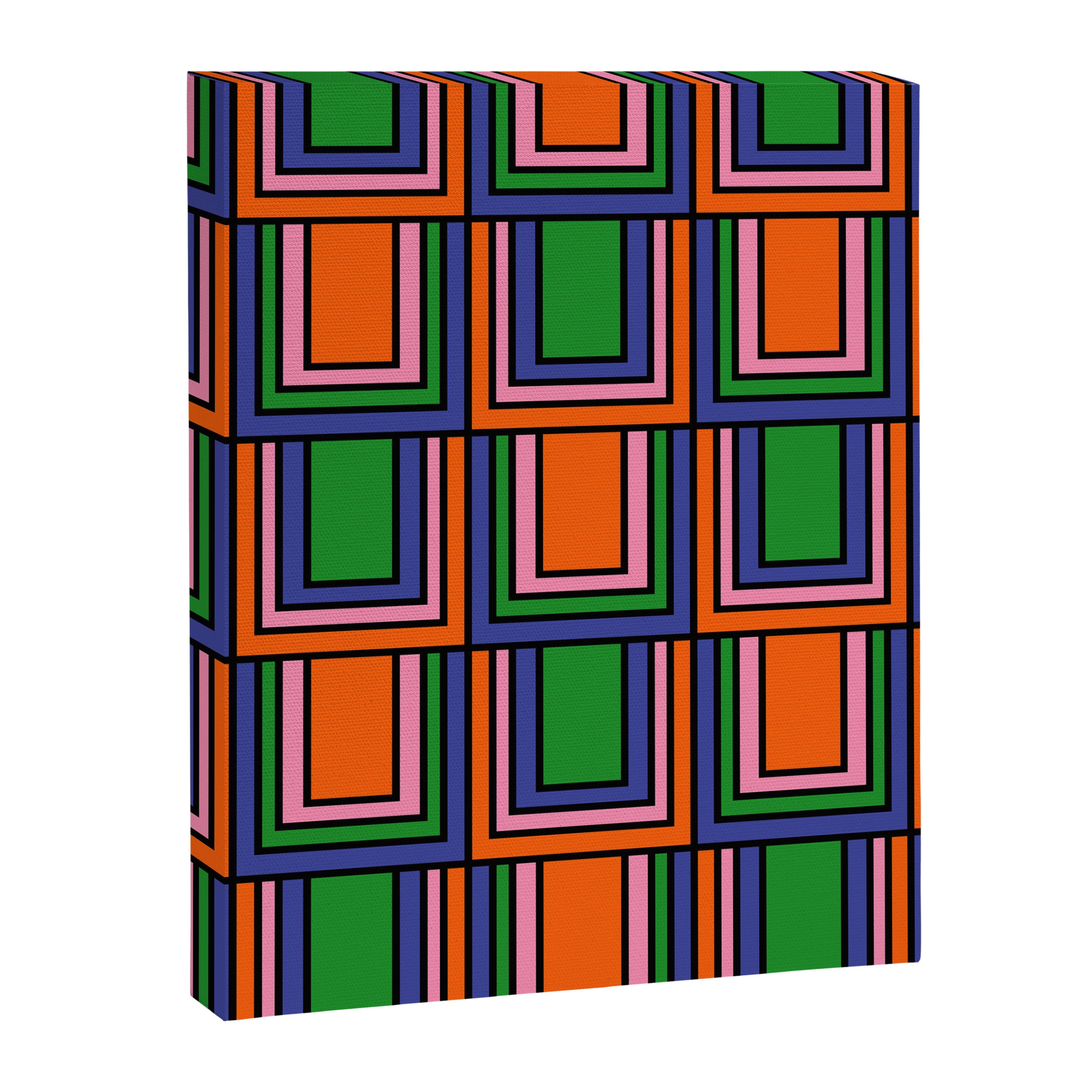 Colorful Retro Geometric Mod Portes Pattern Orange Pink Green Blue Canvas Print Gallery Image 8