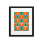 Colorful Retro Geometric Portes Pattern Blue Orange Pink Green Framed Art Print Gallery Image 6