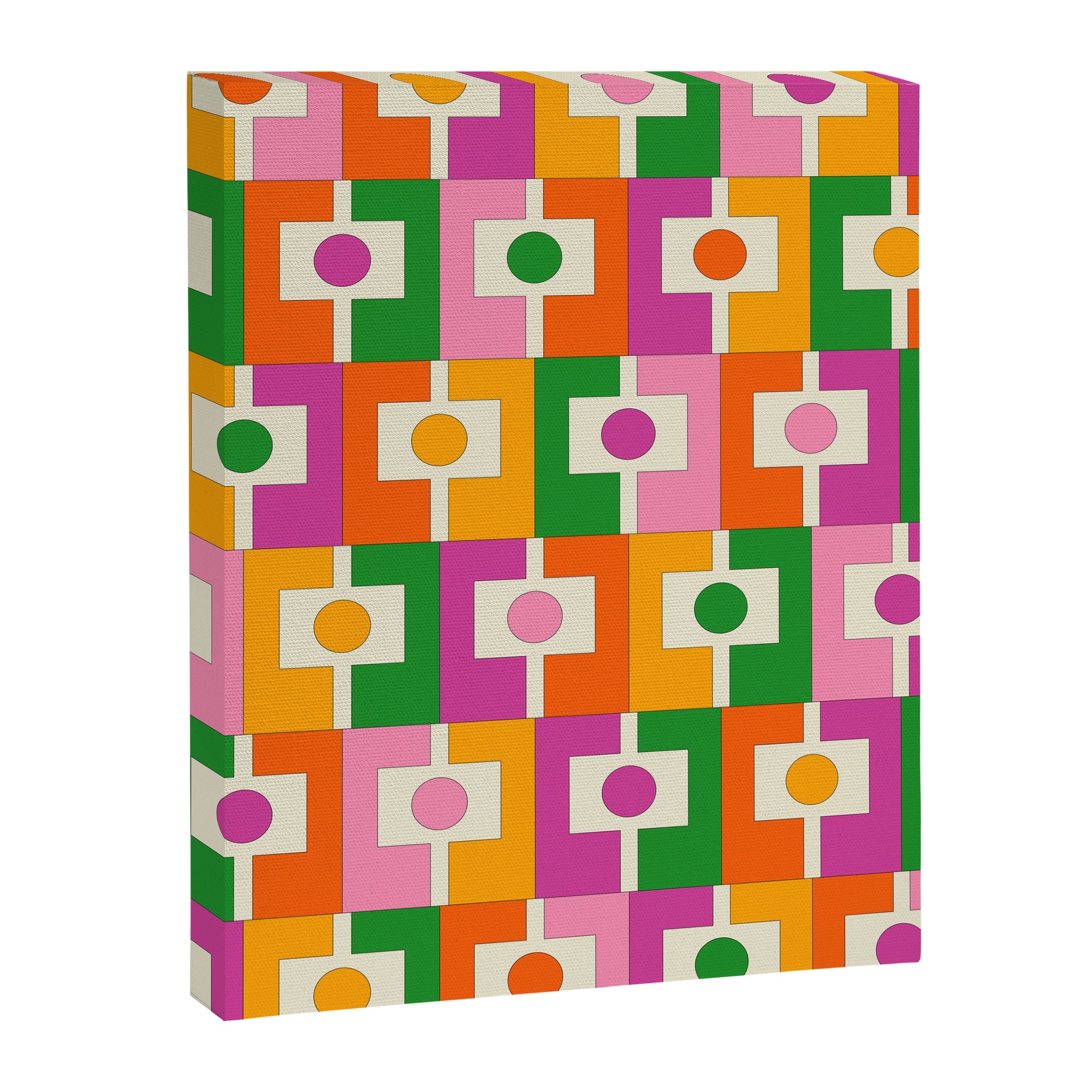 Colorful Retro Geometric Rektangel Pattern Pink Orange Green Canvas Print Gallery Image 8