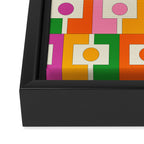 Colorful Retro Geometric Rektangel Pattern Pink Orange Green Framed Canvas Print Gallery Image 3