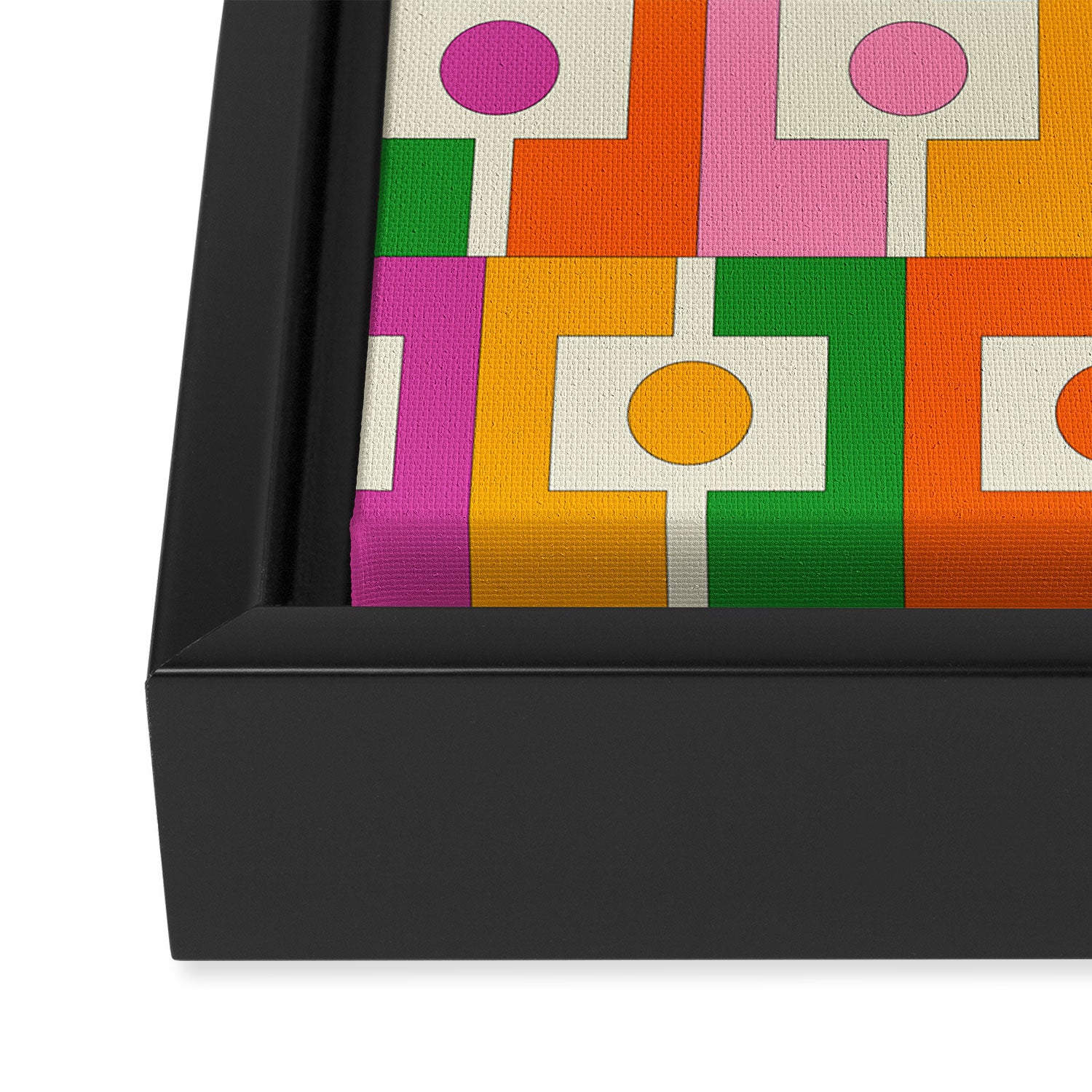 Colorful Retro Geometric Rektangel Pattern Pink Orange Green Framed Canvas Print Gallery Image 3
