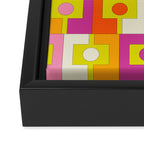 Colorful Retro Geometric Rektangel Pattern Pink Orange Yellow Framed Canvas Print Gallery Image 3