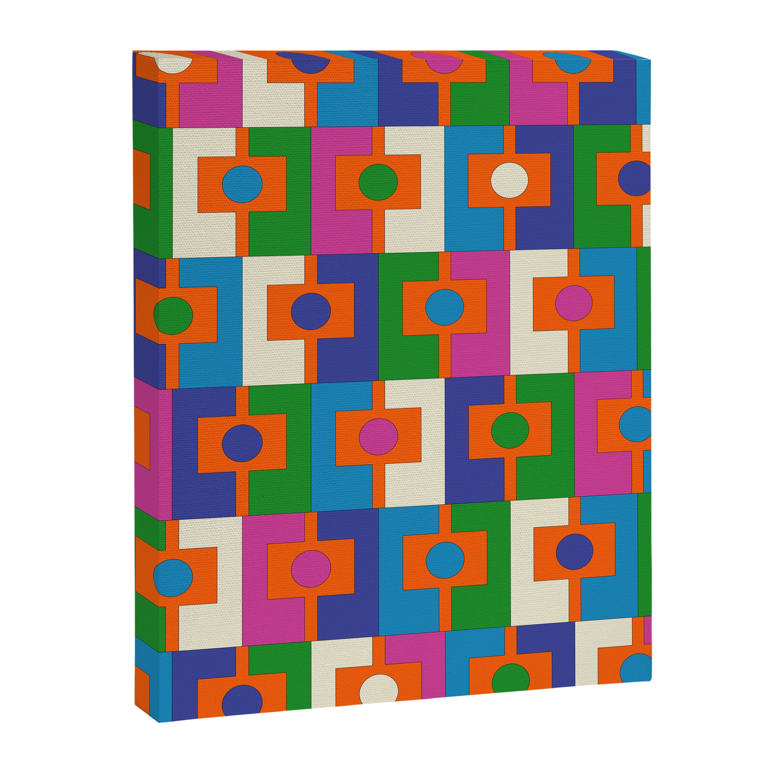 Colorful Retro Geometric Rektangel Vibrant Pop Pattern Canvas Print Gallery Image 8