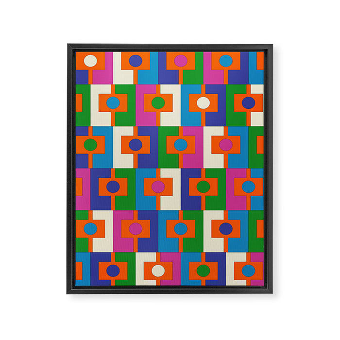 Colorful Retro Geometric Rektangel Vibrant Pop Pattern Framed Canvas Print Gallery Image 1