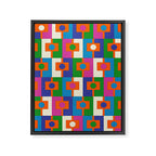 Colorful Retro Geometric Rektangel Vibrant Pop Pattern Framed Canvas Print Gallery Image 8