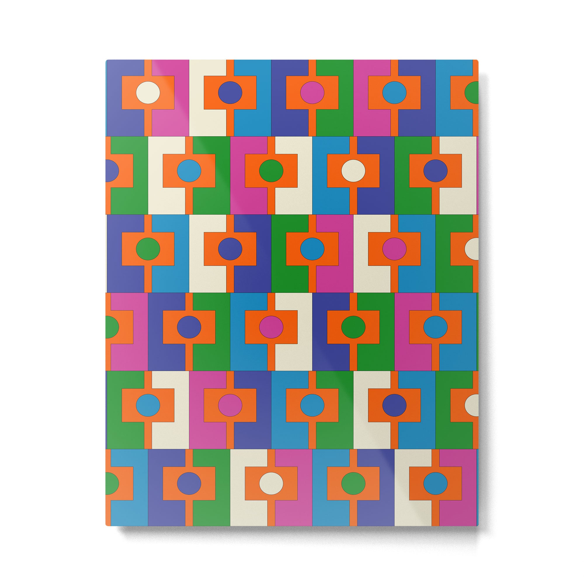 Colorful Retro Geometric Rektangel Vibrant Pop Pattern Metal Print Gallery Image 6