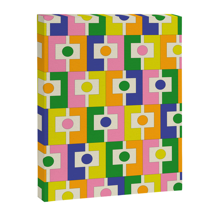 Colorful Retro Geometric Spring Rektangel Pattern with Yellow Canvas Print Gallery Image 1