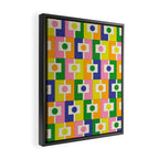 Colorful Retro Geometric Spring Rektangel Pattern with Yellow Framed Canvas Print Gallery Image 2