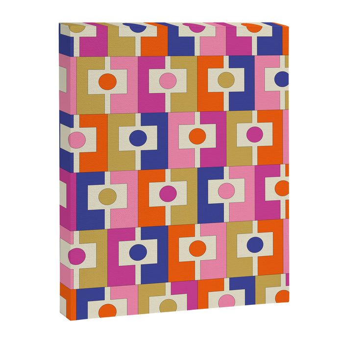 Colorful Retro Modern Geometric Rektangel Pattern Blue Orange Pink Canvas Print Gallery Image 1