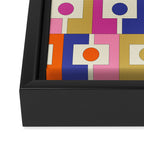 Colorful Retro Modern Geometric Rektangel Pattern Blue Orange Pink Framed Canvas Print Gallery Image 3
