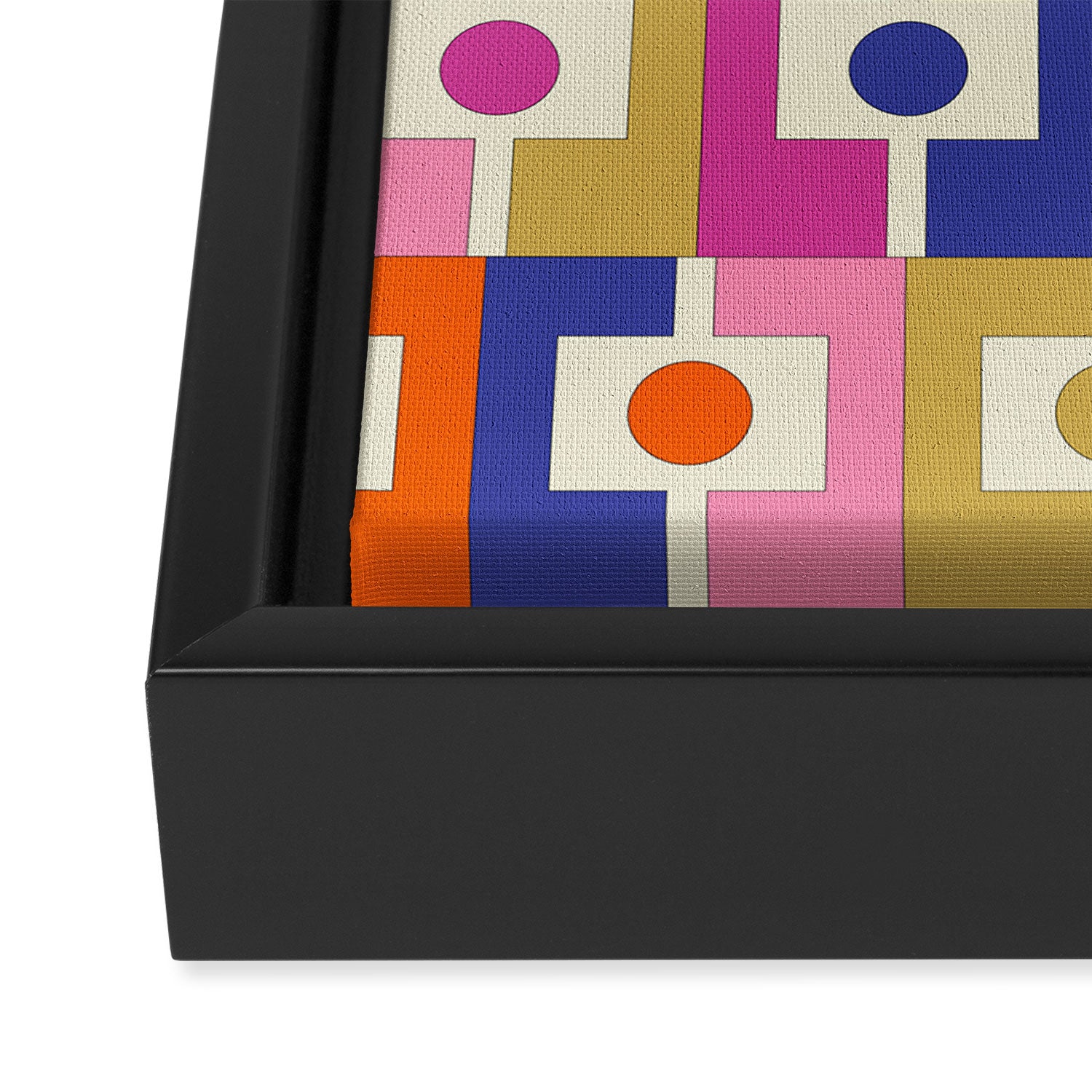Colorful Retro Modern Geometric Rektangel Pattern Blue Orange Pink Framed Canvas Print Gallery Image 3