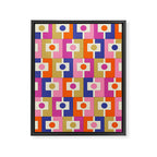 Colorful Retro Modern Geometric Rektangel Pattern Blue Orange Pink Framed Canvas Print Gallery Image 8