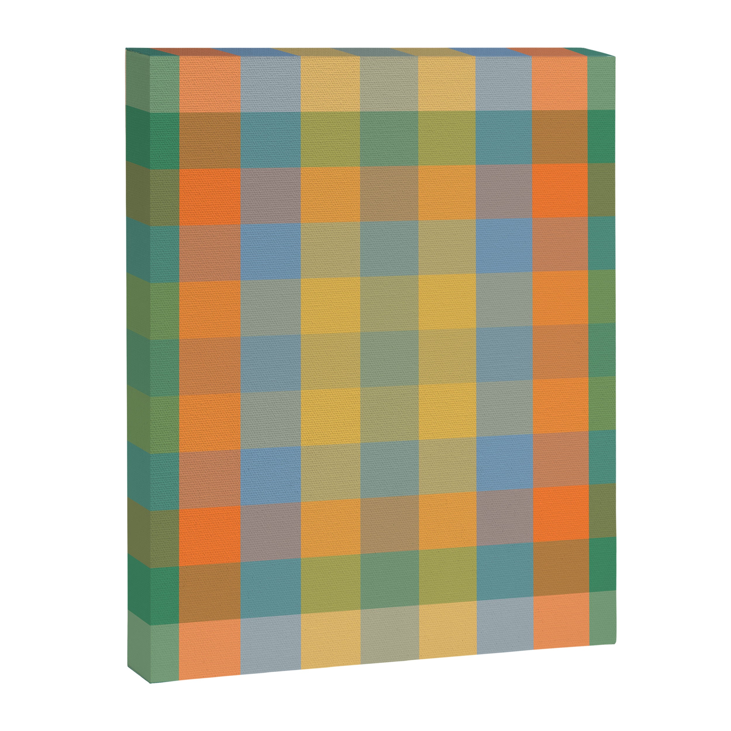 Colorful Retro Modern Stripe Check Pattern Blue Orange Green Yellow Canvas Print Gallery Image 8