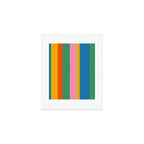 Colorful Retro Modern Vertical Stripe Pattern Blue Green Pink Orange Mustard Art Print Gallery Image 1