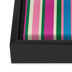 Colorful Retro Modern Vertical Stripe Pattern Pink Blue Green Magenta Framed Canvas Print Gallery Image 3