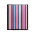 Colorful Retro Modern Vertical Stripe Pattern Pink Blue Green Magenta Framed Canvas Print Gallery Image 8