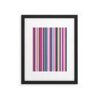 Colorful Retro Modern Vertical Stripe Pattern Pink Blue Green Magenta Framed Art Print Gallery Image 6
