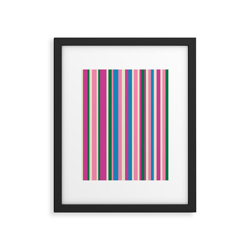 Colorful Retro Modern Vertical Stripe Pattern Pink Blue Green Magenta Framed Art Print Gallery Image 6