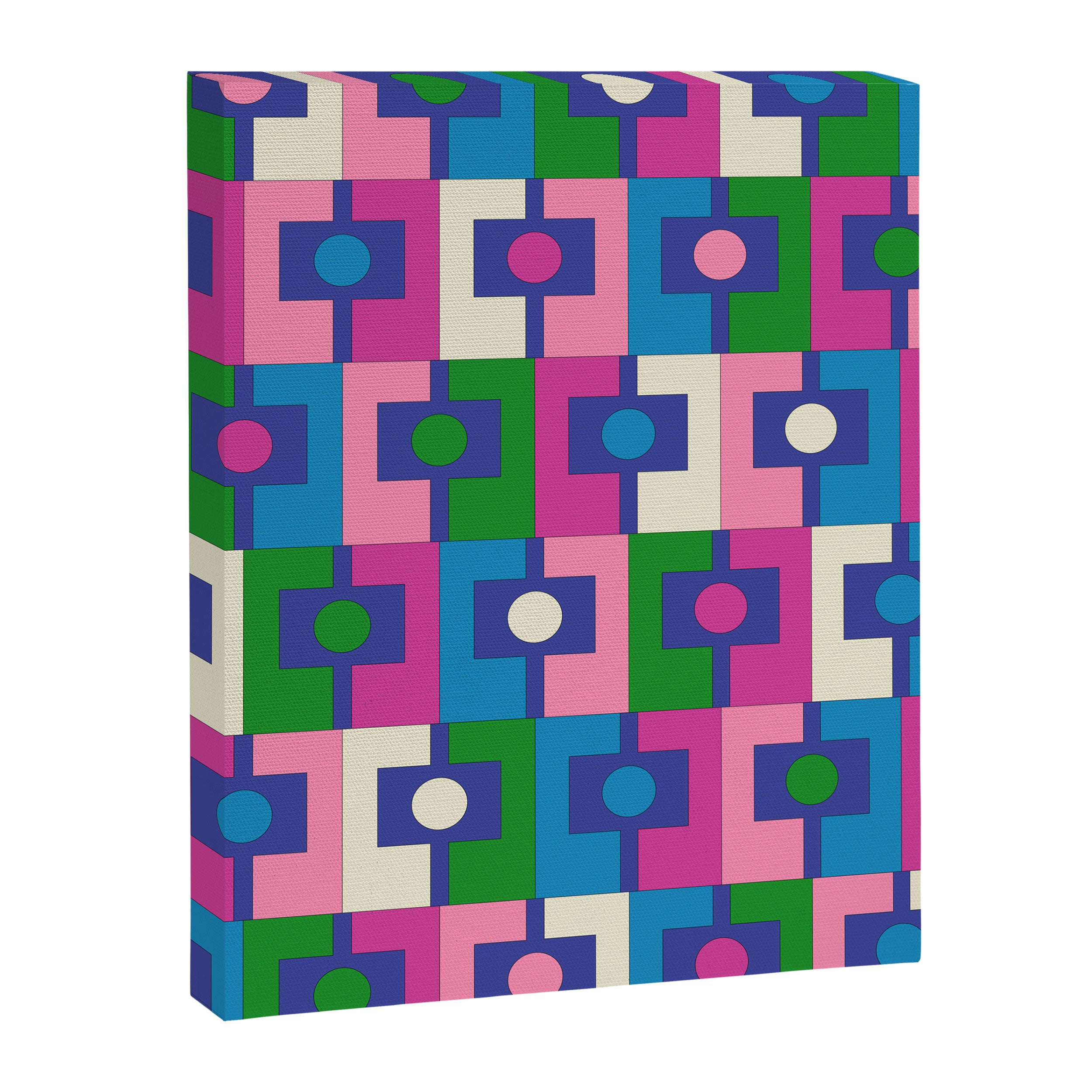 Colorful Retro Pop Modern Geometric Rektangel Pattern Blue Green Pink Canvas Print Gallery Image 8