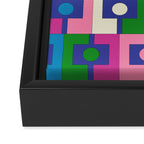 Colorful Retro Pop Modern Geometric Rektangel Pattern Blue Green Pink Framed Canvas Print Gallery Image 3