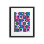 Colorful Retro Pop Modern Geometric Rektangel Pattern Blue Green Pink Framed Art Print Gallery Image 6