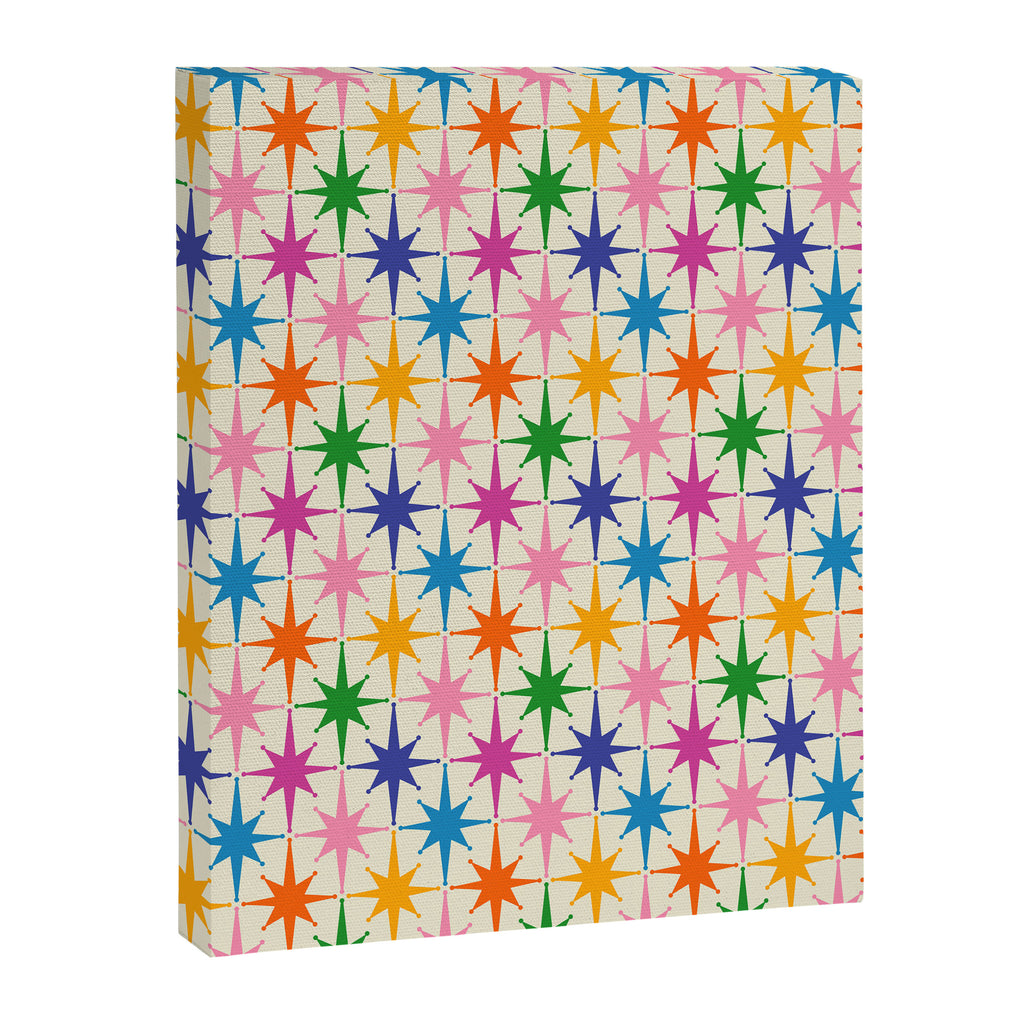 Colorful Retro Starbursts Mid Century Modern Atomic Star Pattern Canvas Print Gallery Image 6