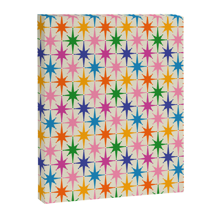Colorful Retro Starbursts Mid Century Modern Atomic Star Pattern Canvas Print Gallery Image 1