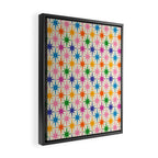Colorful Retro Starbursts Mid Century Modern Atomic Star Pattern Framed Canvas Print Gallery Image 2