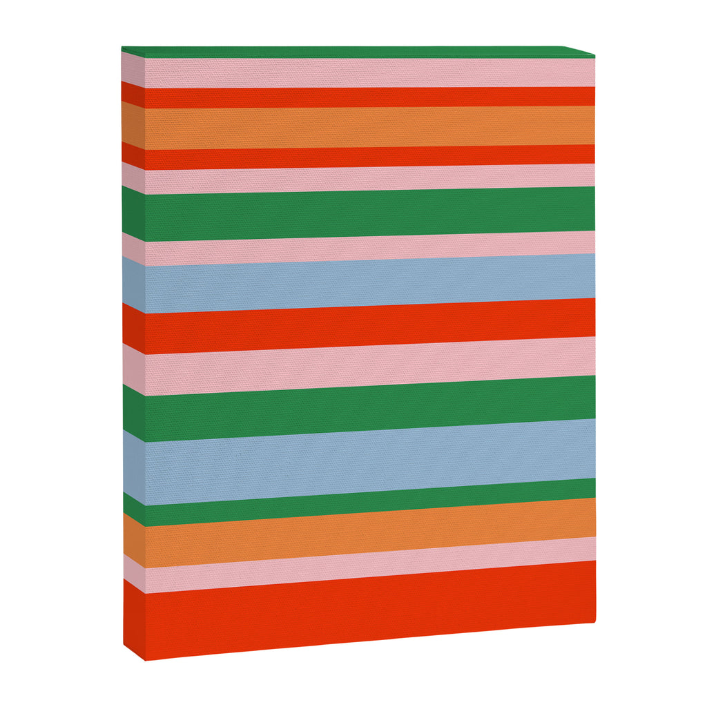 Colorful Stripe Orange, Green, Pale Pink, and Baby Blue Pattern Canvas Print Gallery Image 8
