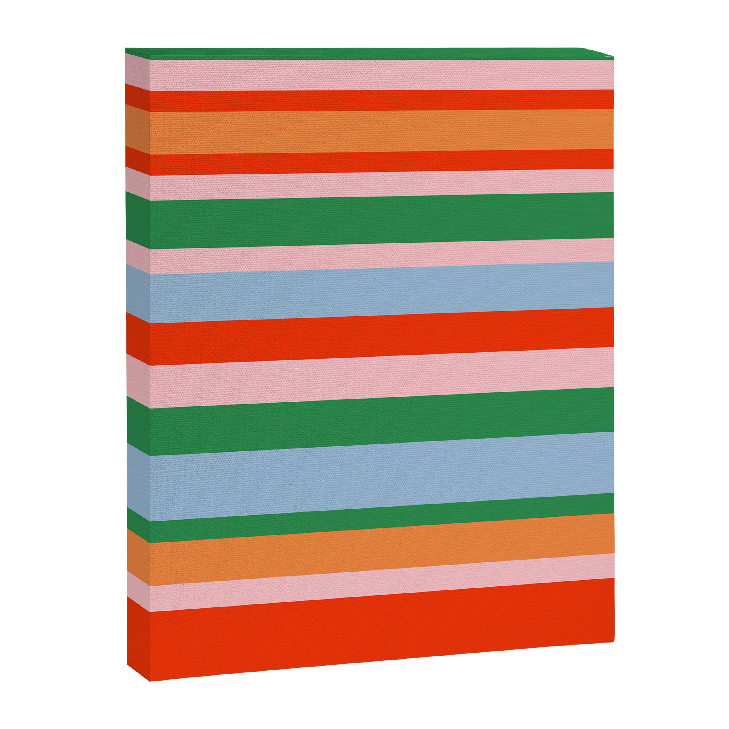 Colorful Stripe Orange, Green, Pale Pink, and Baby Blue Pattern Canvas Print Gallery Image 8