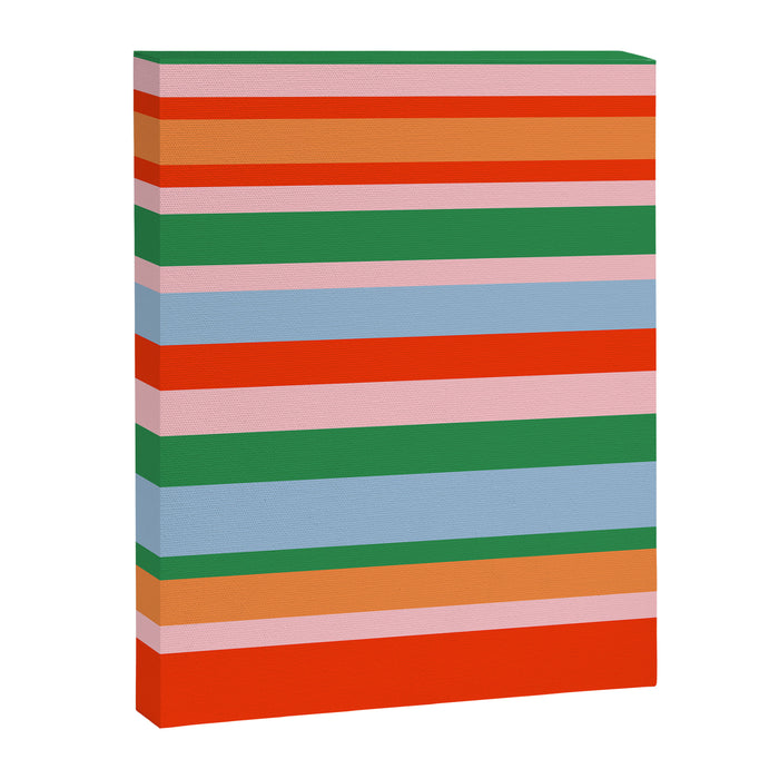 Colorful Stripe Orange, Green, Pale Pink, and Baby Blue Pattern Canvas Print Gallery Image 1