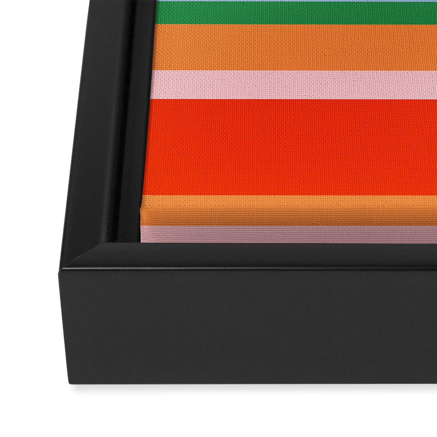 Colorful Stripe Orange, Green, Pale Pink, and Baby Blue Pattern Framed Canvas Print Gallery Image 3