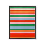 Colorful Stripe Orange, Green, Pale Pink, and Baby Blue Pattern Framed Canvas Print Gallery Image 8