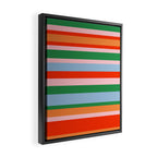 Colorful Stripe Orange, Green, Pale Pink, and Baby Blue Pattern Framed Canvas Print Gallery Image 2