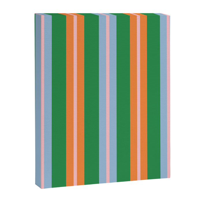 Colorful Stripes Bold Vertical Pattern in Green, Baby Blue, Orange, and Pink Canvas Print Gallery Image 1